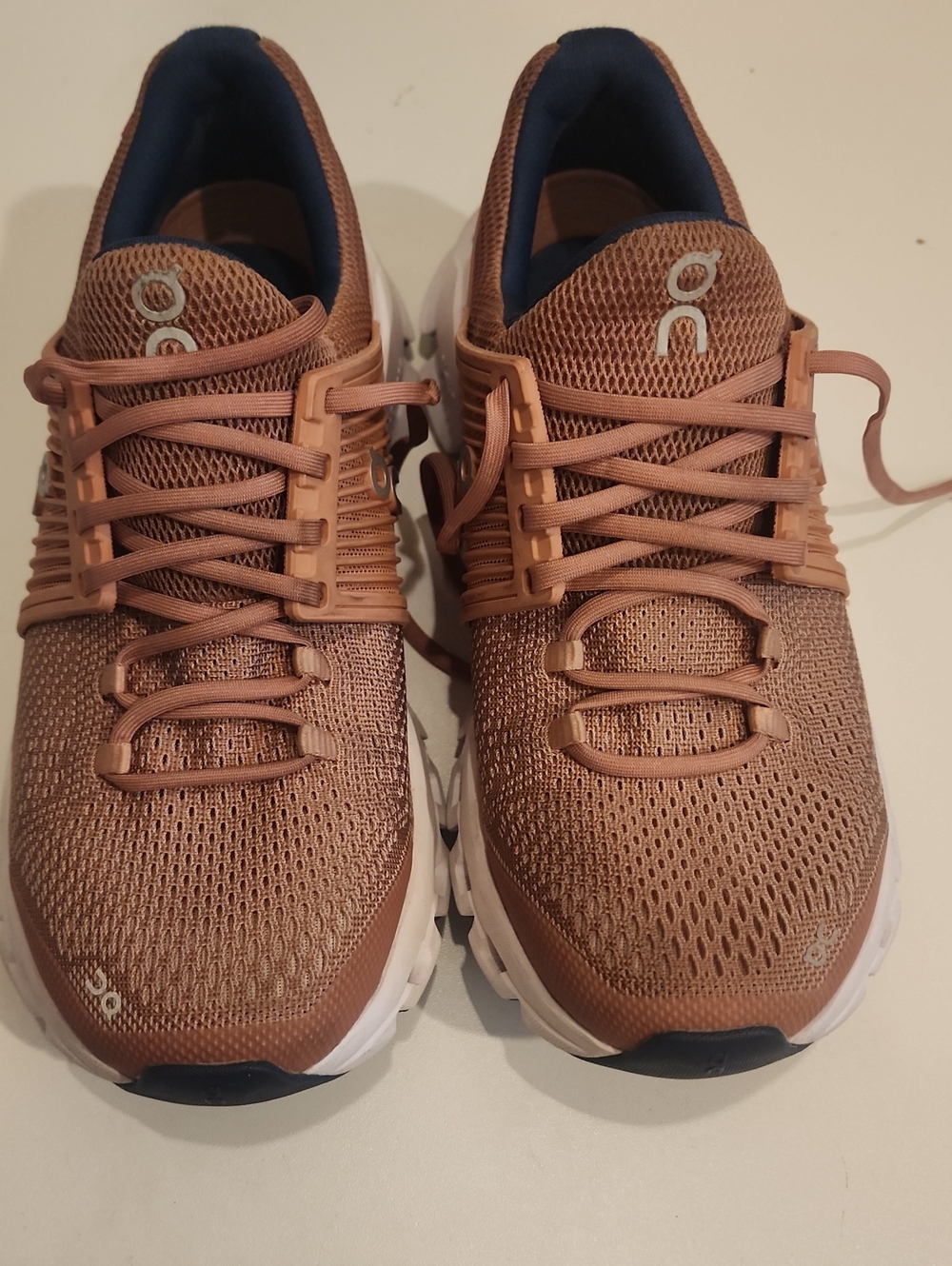 On Women's Athletic Running Shoes in Brown and White